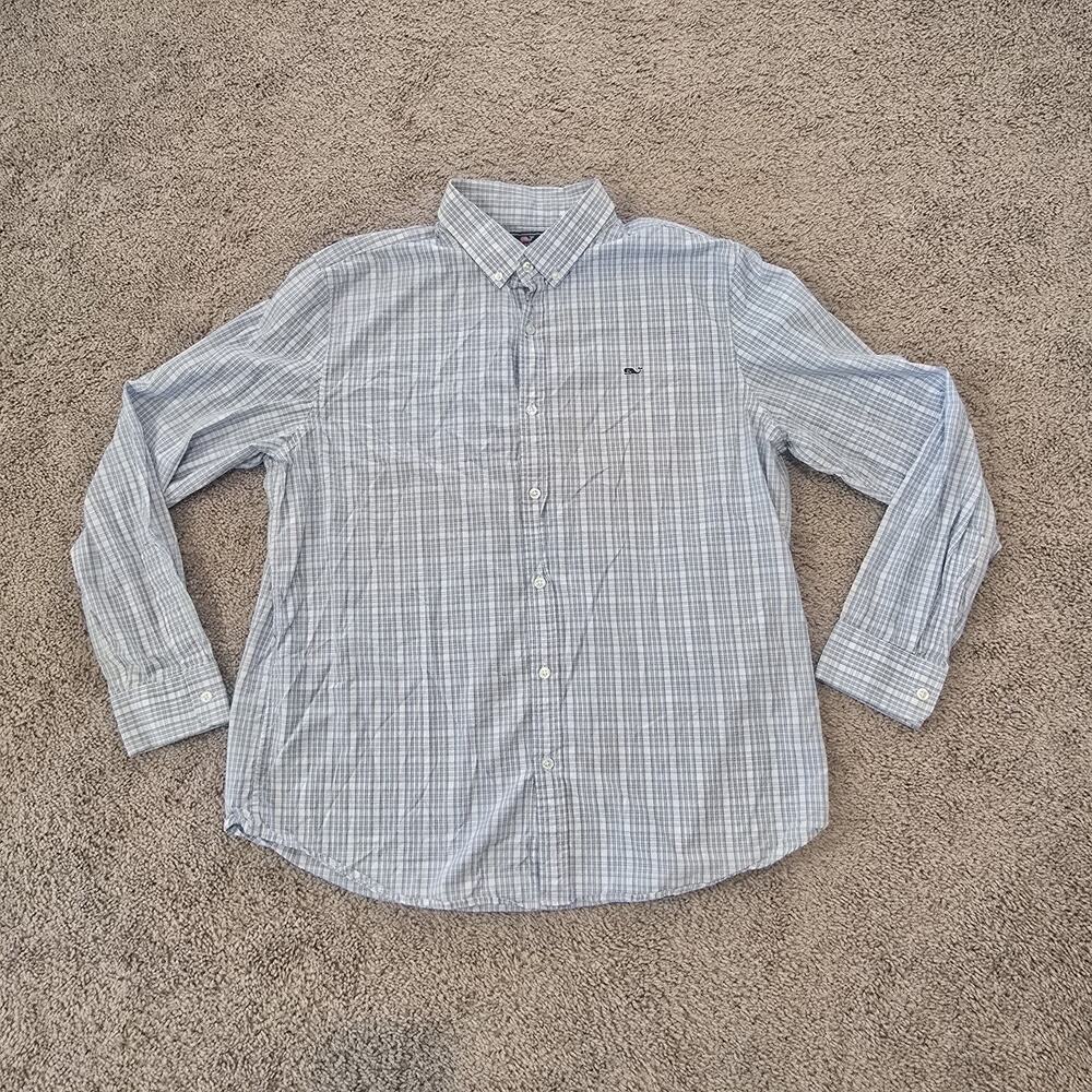 Vineyard Vines Whale Shirt Mens XL Extra Large‎ Blue Plaid Button Down Slim Fit - Picture 2 of 11